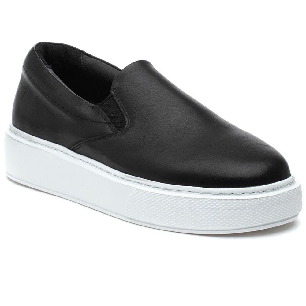 J/SLIDES BLACK LEATHER AIR LITE rubber platform